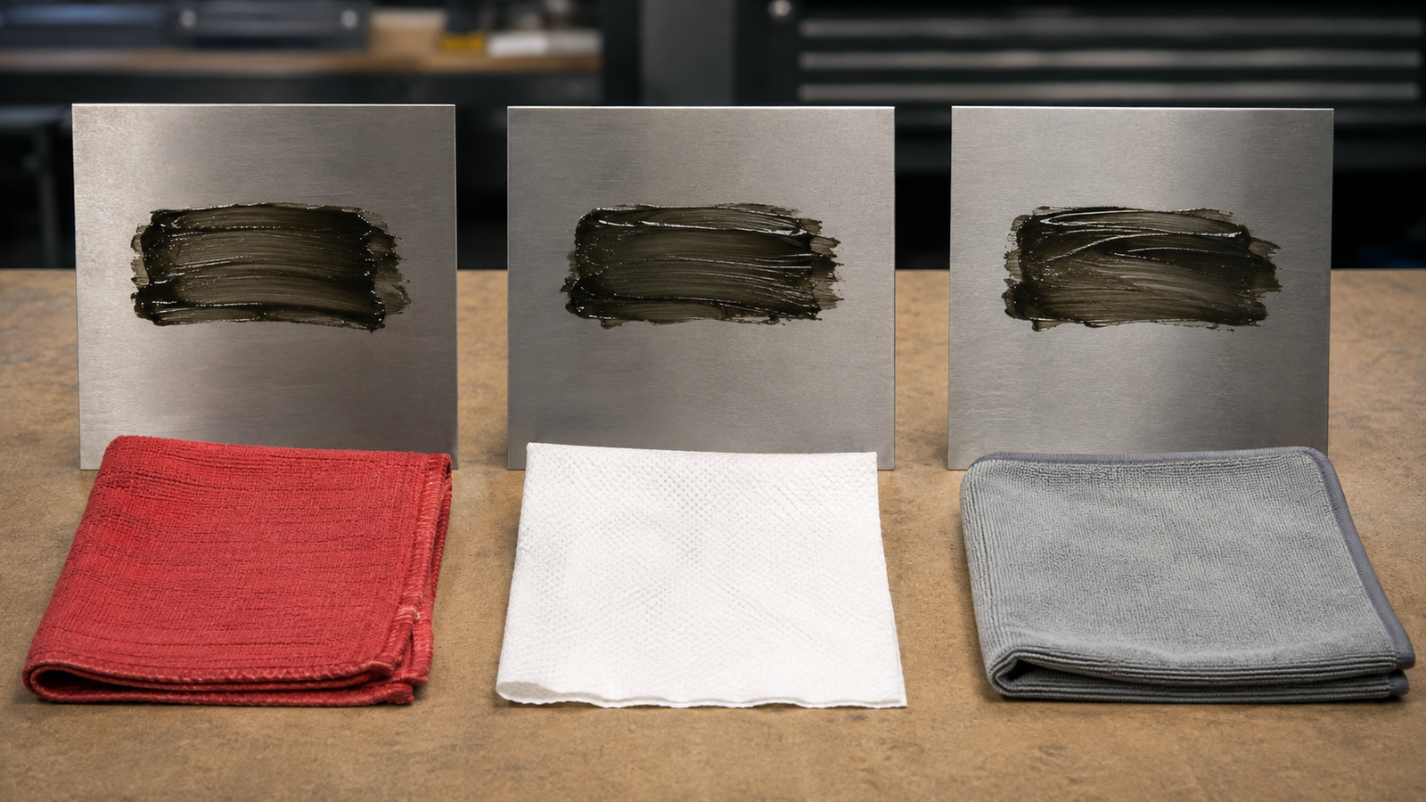 Used shop towels placed in a designated closed collection container